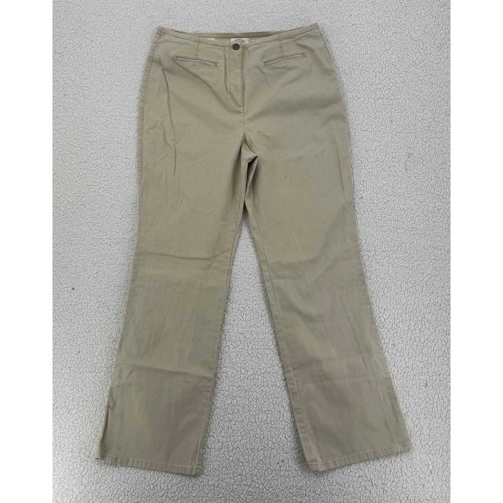 Talbots Khaki Tan Stretch Pants Women Size 14 Cotton Straight Leg ChinoCasual